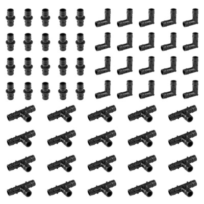 EFIELD 60 PCS Pex A Poly Expansion Fittings 1/2'' Combo: Elbow Coupler Tee (20/Ea