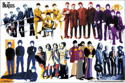 THE BEATLES Music Group Portraits Through Time (8 Years) 22x34 