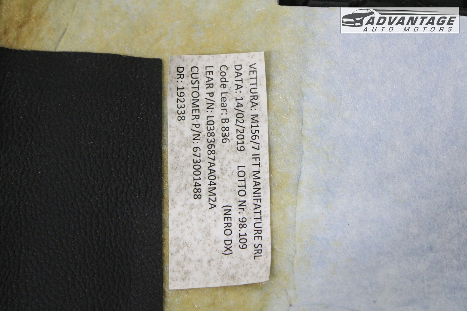 2014-2019 MASERATI GHIBLI M157 FRONT RIGHT PASSENGER SEAT BACK COVER PANEL OEM