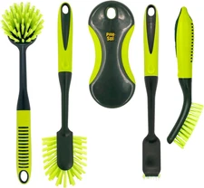 Scrub Brush Set - Long Handle Cleaning Brushes with Heavy Duty Bristles and Comf