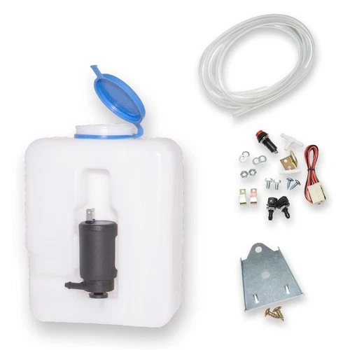 12V Windscreen Washer Fluid Bottle Tank Kit 1.3L with Washer Pump, Jets, Tubing