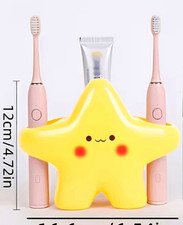 Yellow Star Suction Wall-Mounted Toothbrush Holder Plastic 16.6cm x 12cm
