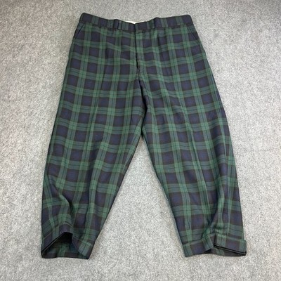 Vintage Herren Plus Fours Schießreithose 34 marine grün kariert Country