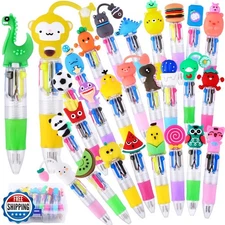 Vellibring 28PCS Fun Pens for Kids Multicolor Ballpoint Pen 4 Colors in One, 