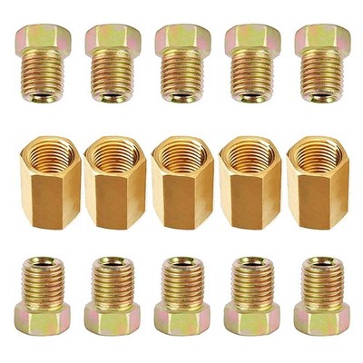 Brake Line Fittings Assortment 15 Pieces 1/4'' Tube 7/16-24 Threads