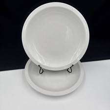 CULINARY ARTS Cafeware Set Of (2) Dinner Plates Bright White Rimmed Porcelain