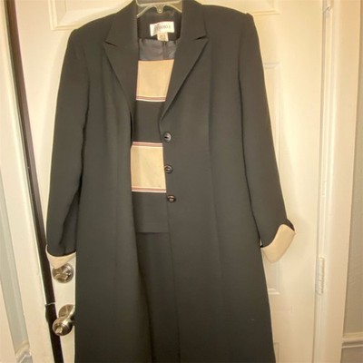 VTG Studio I Women's Black 2-Piece Dress & Coat Set Size 10 Formal Work Business