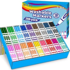 Washable Markers Bulk 288 Count , 18 Assorted Colors, Washable Markers for K...
