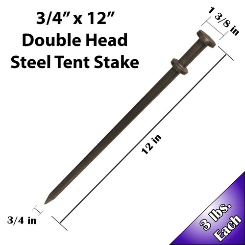 Schwerlast Doppelkopf 3/4x12 Stahl Pfahl Anker für Zelte Schlauchboote 4er Pack - Bild 2 von 6