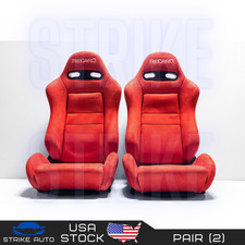 Recaro Style Suede Red Seats Reclinable 2 Pieces Us Bucket Seats Usa Us Seller
