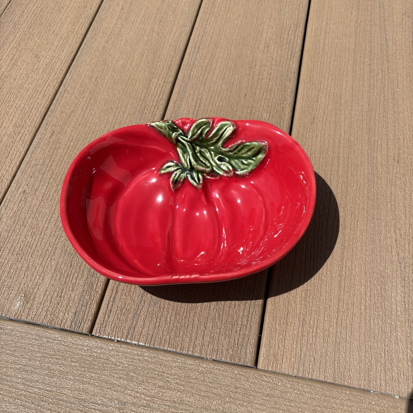 Vintage Olfaire Red Tomato Ceramic Serving Bowl 8.25 In