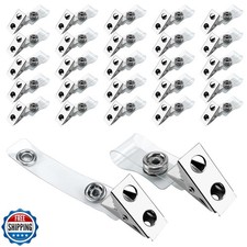 120 Pcs Metal ID Badge Clips with Clear PVC Straps,Heavy Duty Name Badge Hold