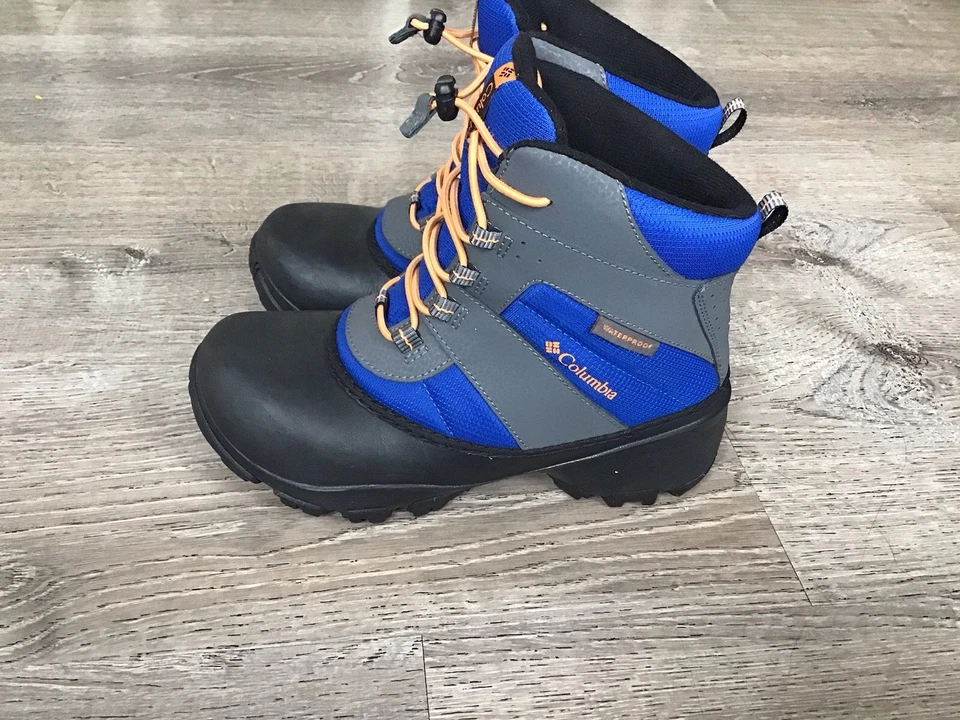 COLUMBIA Jóvenes Niños Talla 4 Cuerda Remolque III Botas Impermeables Azul Gris Nieve Invierno Foto 4 de 4