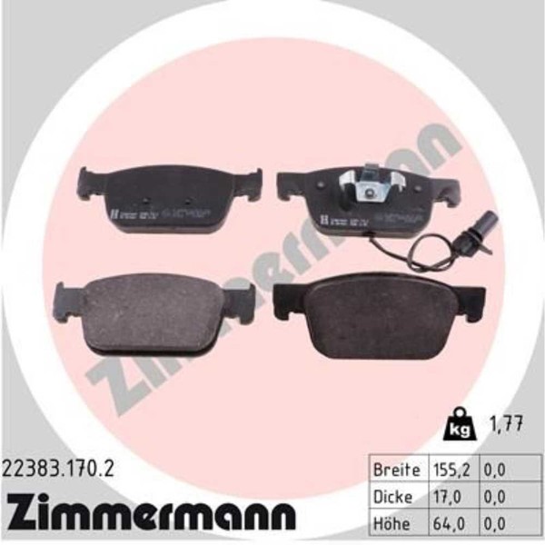 Zimmermann BremsbeläGe Bremsbelegsatz Vorne FüR Audi A4 Avant A5 Sportback-image