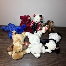 TY BEANIE BUDDIES LOT OF 7 Vintage Collectibles All W/ Tags Except 1 protectors
