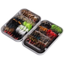 Bassdash 64 pcs Fly Fishing Flies Kit with Magnetic Box