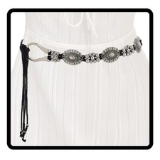 Western Concho Belt Woman Turquoise Cowgirl Rope Waist Belts Silver Country C...