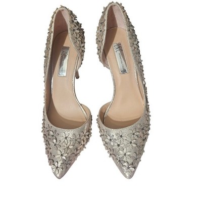 INC International Concepts Floral Embellished Gold Pointed Toe Heels Size 8M