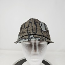 Vintage Camo Hat Cap Snap Back One Size Green Treebark Hunting Mens USA 80s