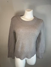 Halston Women’s 100% Merino Wool Medium Oatmeal Sweater Nordstrom Soft Crop