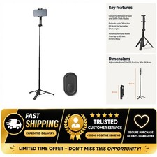 Selfie Stick Mini Tripod for Phone with Detachable Remote, 360 Rotation, Black