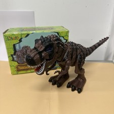 T-Rex Dinosaur Walks, Roars, Eyes  Mouth Lights Up, Battery Operated Works