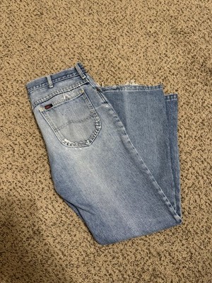 Vintage 80s Lee Jeans 32x32 Distressed Light Wash Made In USA