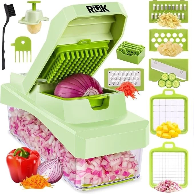 Vegetable Chopper Mandoline Slicer, Dicer & Grater with Container, Kitchen Tool