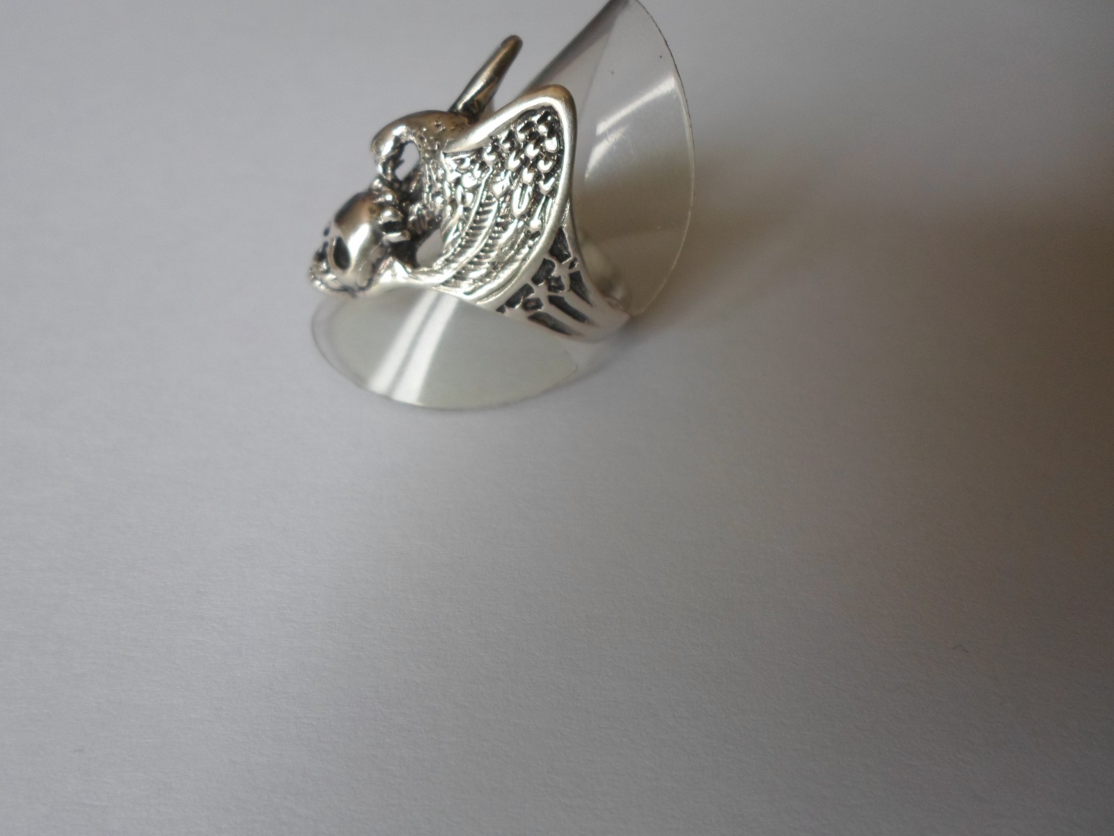 solid silver ring, eagle and skull, size 62 - image 7