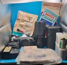 Pentax ME SUPER 35mm SLR Film Camera W/ Manuals, Lenses, Film, Bag,Filters WORKS
