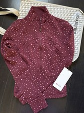 NWT Lululemon Cropped Define Jacket Heart Scatter Dot Burgundy Bay Sz 4