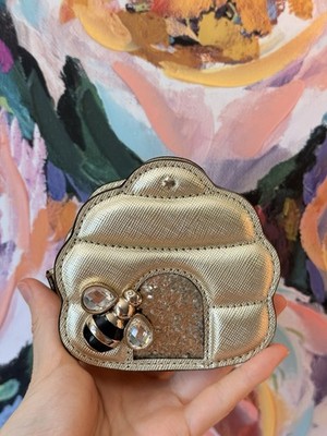 Preowned  Kate Spade Novelty Down The Rabbit Hole Beehive Gold Coin Purse