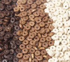 900Pcs 7mm Flat Round Wood Beads Loose Spacer Beads for DIY Crafts, 3 Colors