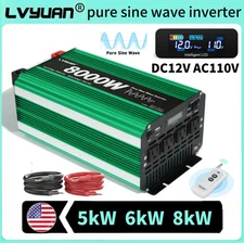 DC12V AC110V 120V Power Inverter LVYUAN Pure Sine Wave Peak Power US Sockets