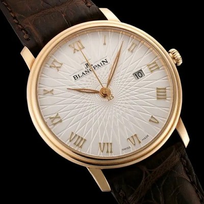 Blancpain Villeret Ultraslim 6651C-3642 40mm 18K White Gold Leather Strap #SU038