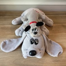 Set of 2 Pound Puppies Gray Dog 18" Long Ears with gray puppy 8  black ears