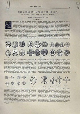 Original alter antiker Druck 1870 Art Journal antike britische Münzen Kreuzmarke