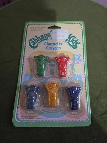 Vintage Cabbage Patch Kid 1980s doll shaped crayons pack