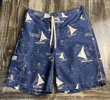 Polo Ralph Lauren Sailboat Swim Trunks Men's Navy Shorts Vintage Large Bermuda