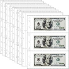 Money Binder Refill Sheets Dollar Bill Sleeves 3 Pocket Cash Envelope Pages