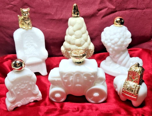 Avon Vintage Milk Glass Decanters - Lot of Six