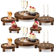 8PCS Wooden Risers for Display Wood Cake Stand for Party Round Food Risers fo...