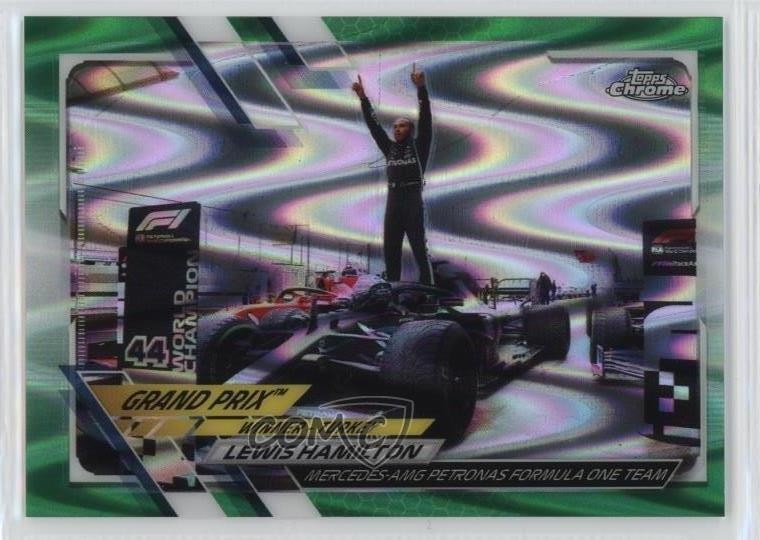 2021 Topps Chrome Formula 1 Green RayWave Refractor 49/99 Lewis Hamilton 0n64