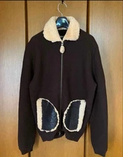 ALMERIA Wool Knit Blouson Made in Italy L Cardigan Style Loose Fit JAPAN