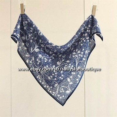 Sallys 100% Chiffon Silk Lace Trim Necktie Lily of the Valley Print Scarf 65cm