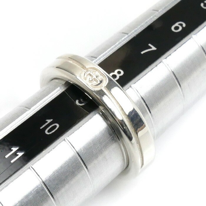 Gucci Interlocking G Diagonal Slim Ring Silver 92… - image 6