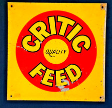 Vintage 1950's Critic Quality Feed Sign Metal Advertising Feed Farm 12x12 on The Hot Collector
