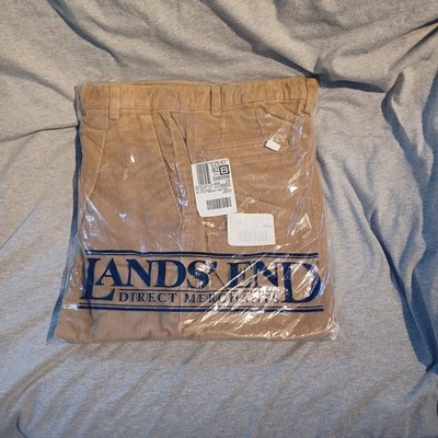 New Lands End Corduroy Straight Leg Pants Camel Tan Womens 10 Regular Pleated