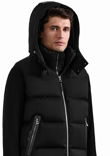 Rudsak Men’s S Black Hooded Puffer Zip Front Camel Shell Quilted - product listing photo