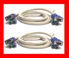 Lot of 2 CPS2-6A Genuine AVOCENT CYBEX Switchview DELL HP 6FT KVM SWITCH Cables